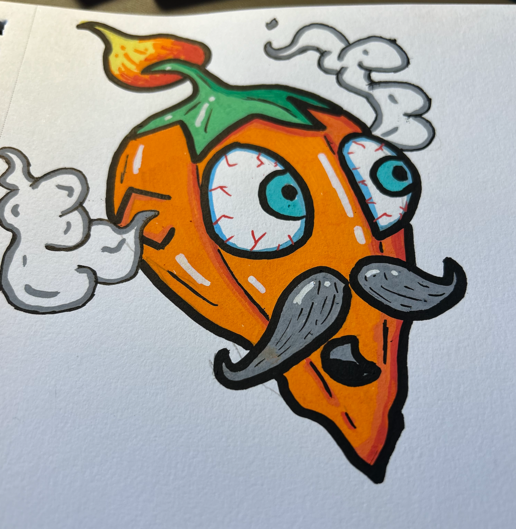 Old Guard Pepper Co hand-drawn pepper mascot